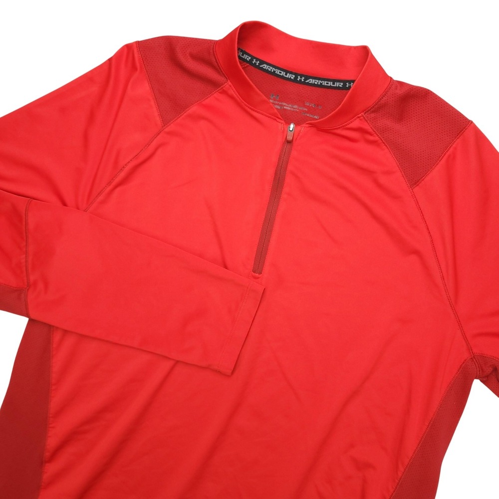 Under Armour HeatGear Pullover Mens Large Red 1/4 Zip Long Sleeve Athletic Top